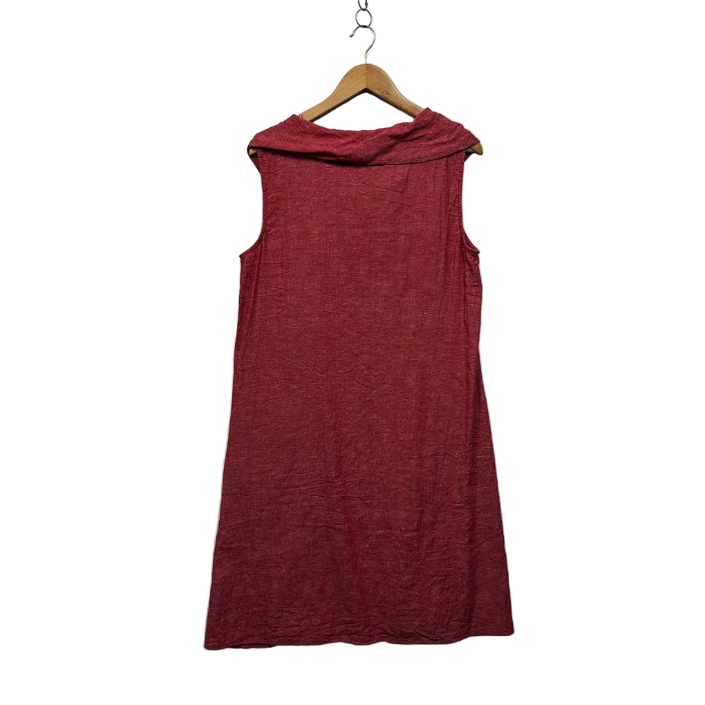 W.Lane Red Cowl Neck Sleeveless Linen Dress - Size 14