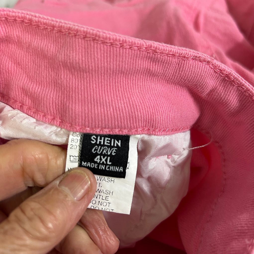 Shein Pink Plus Size Cotton Ruffle Hem Mini Skirt - Size 4XL