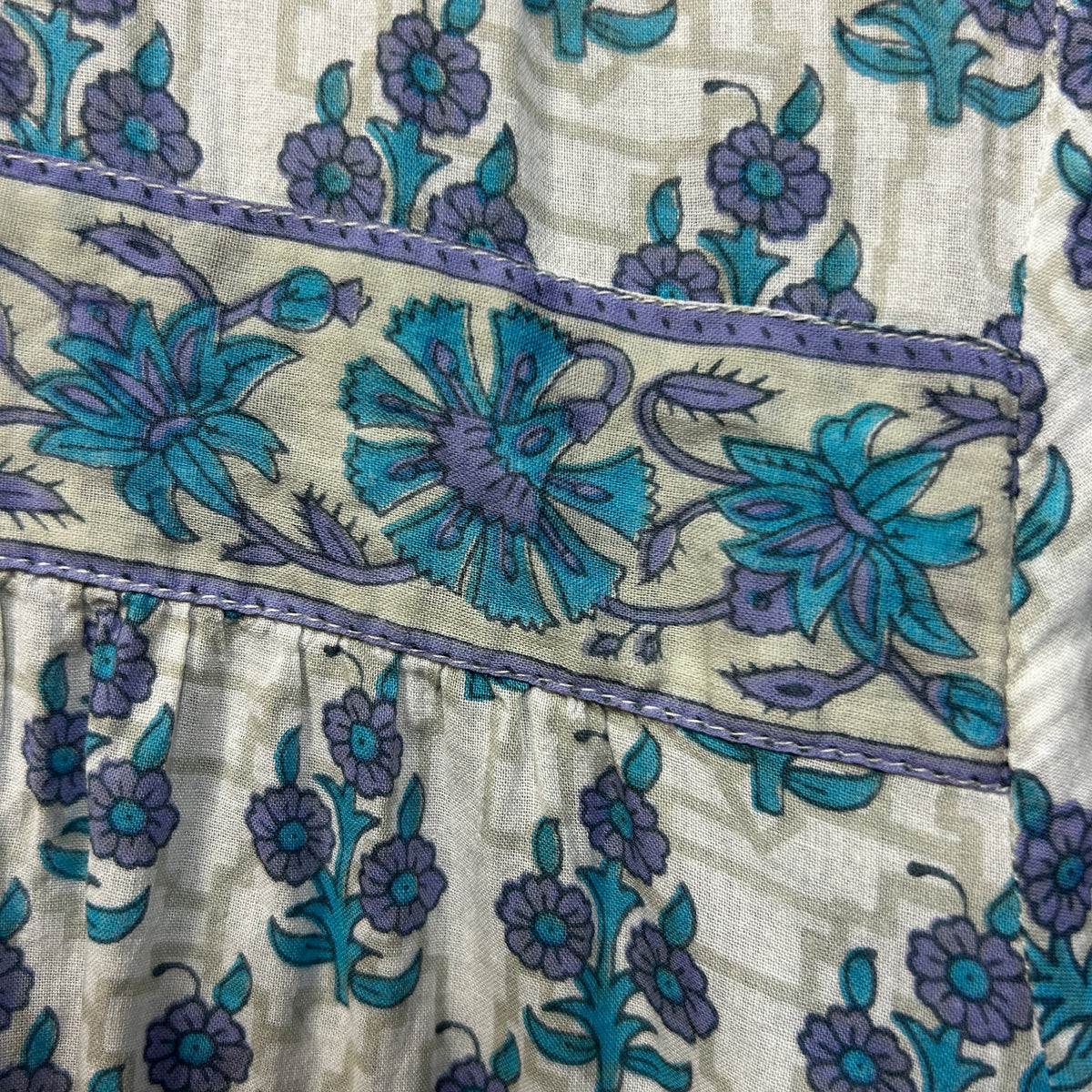Dwij Blue Floral Cotton Top - Size 16 (Check description)