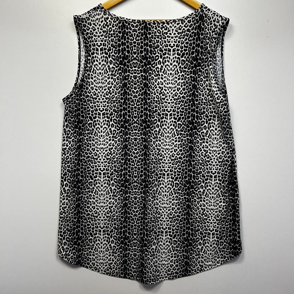 exoticathletica Grey Leopard Print Sleeveless Activewear Top - Size XXL