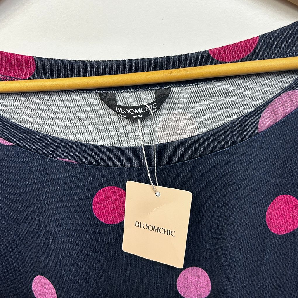 Bloomchic Navy Plus Size Polka Dot Sweatshirt - Size 34