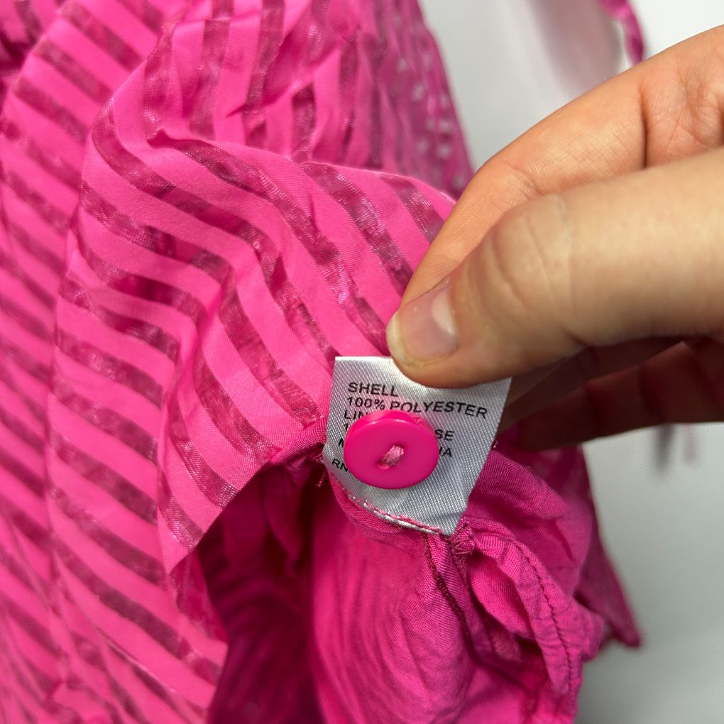 Orange Sherbet Pink Puff Sleeve Dress - Size 12