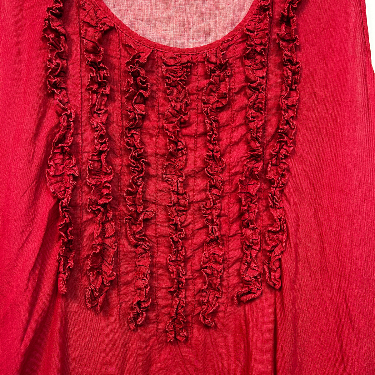 Namastai Red Cotton Sleeveless Layered Dress - One Size