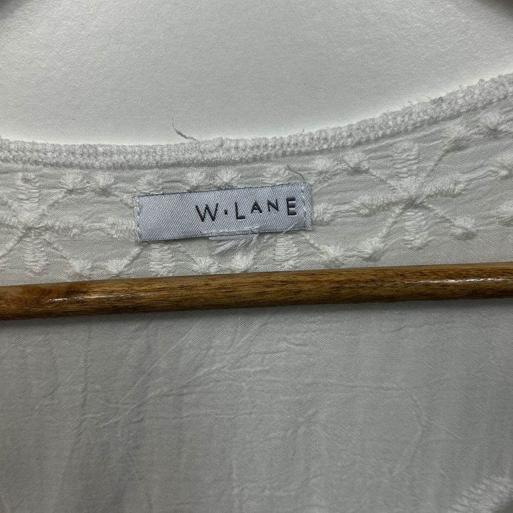 W.Lane White Lace Overlay Embroidered Boho Cotton Top - Size 14