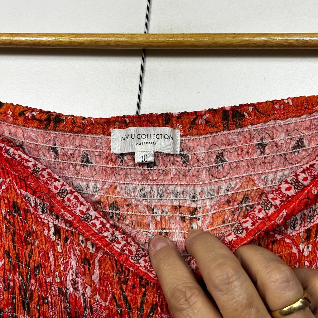 New U Collection Orange Boho Maxi Dress - Size 16