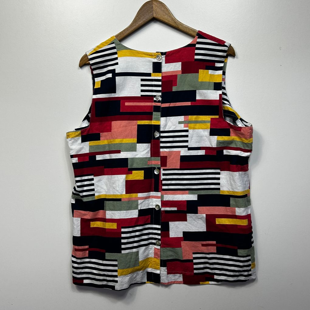 Katies Multicoloured Linen Sleeveless Top - Size 20