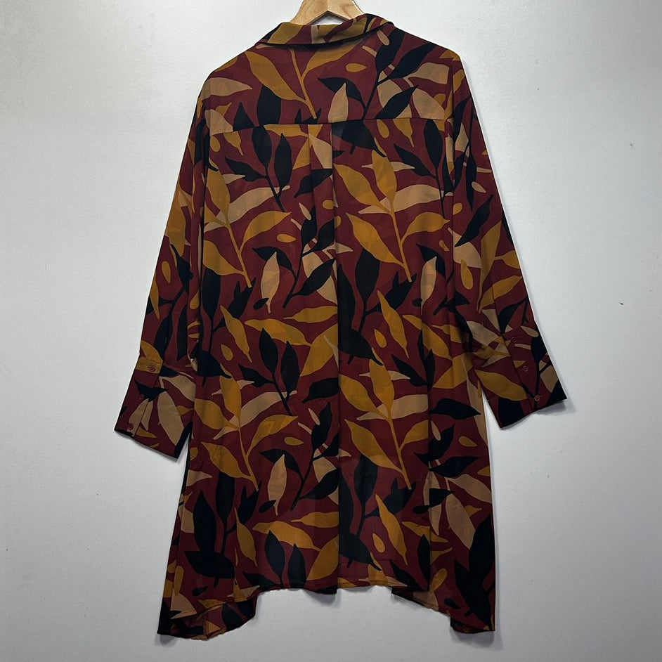 Sara Multicoloured Plus Size Hi Low Longline Shirt - Size 20