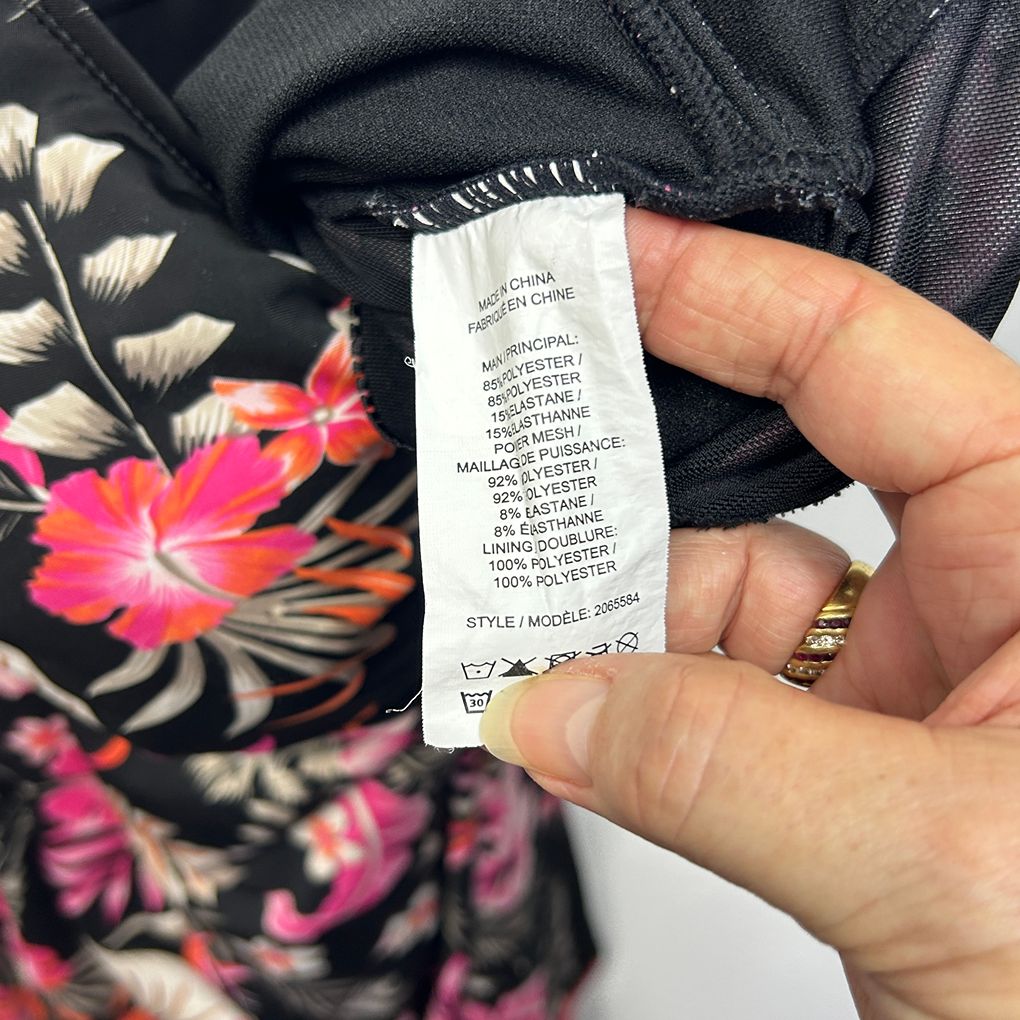 Millers Black Floral Plus Size Swim Dress - Size 20