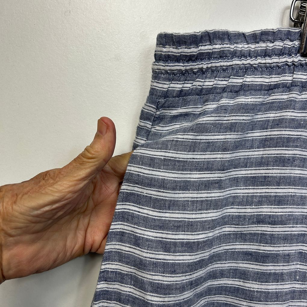 Noni B Navy White Linen Striped Skirt - Size 16