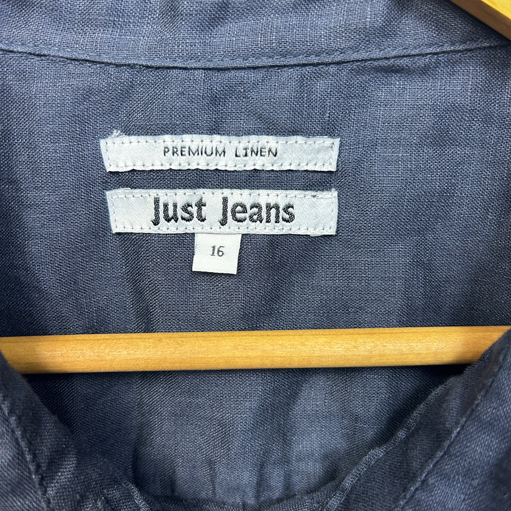 Just Jeans Navy Linen Shirt - Size 16