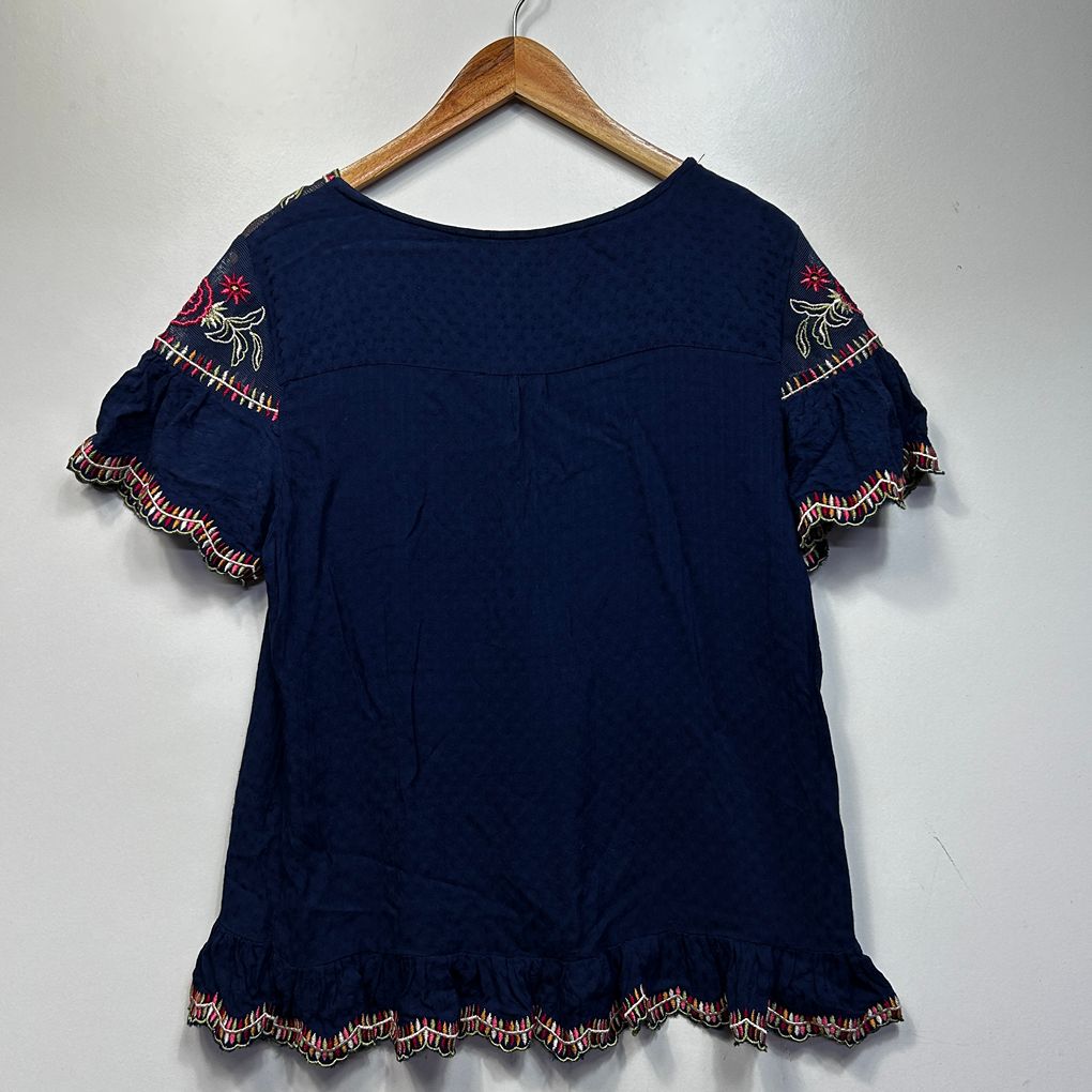 Navy Embroidered Top - Size 14/15
