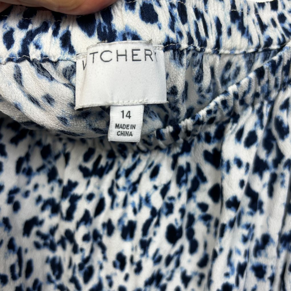Witchery Blue and White Print Off Shoulder Top - Size 14