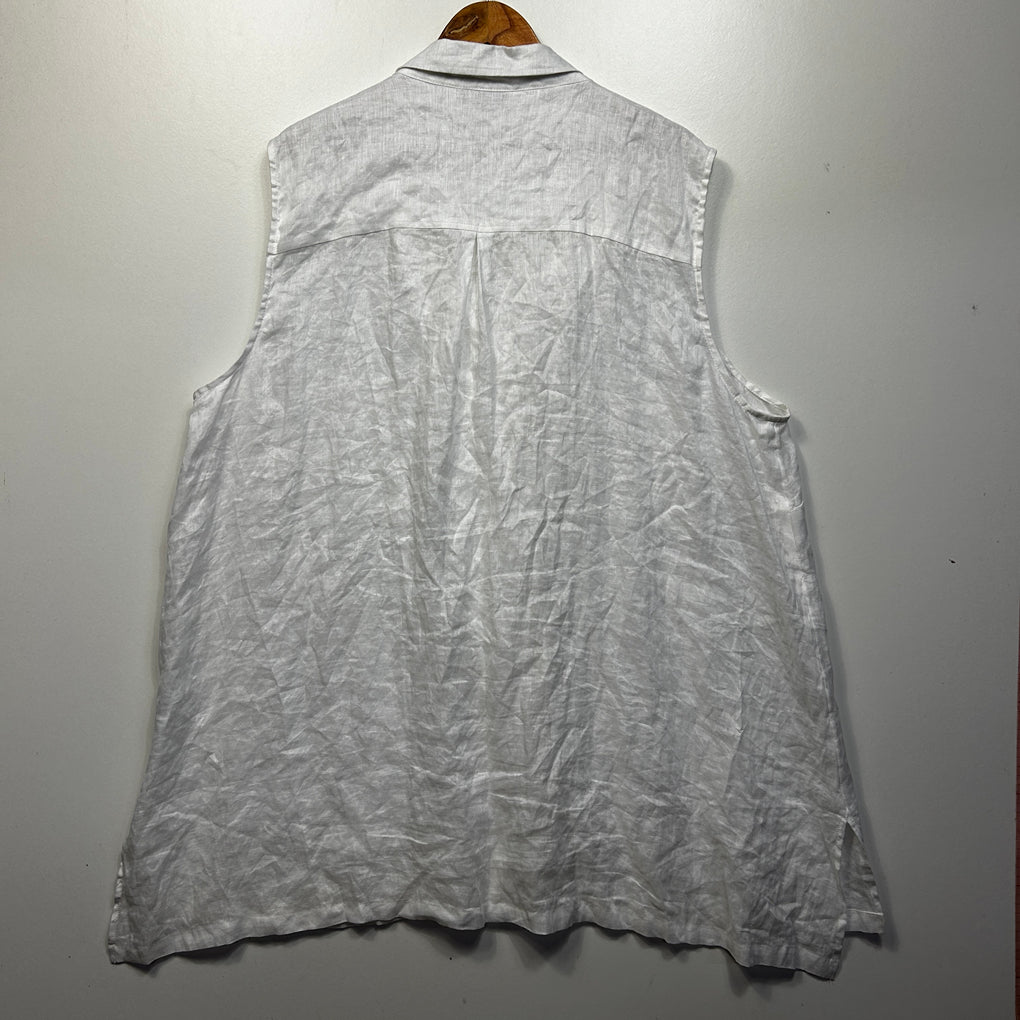 Autograph White Linen Sleeveless Shirt - Size 26
