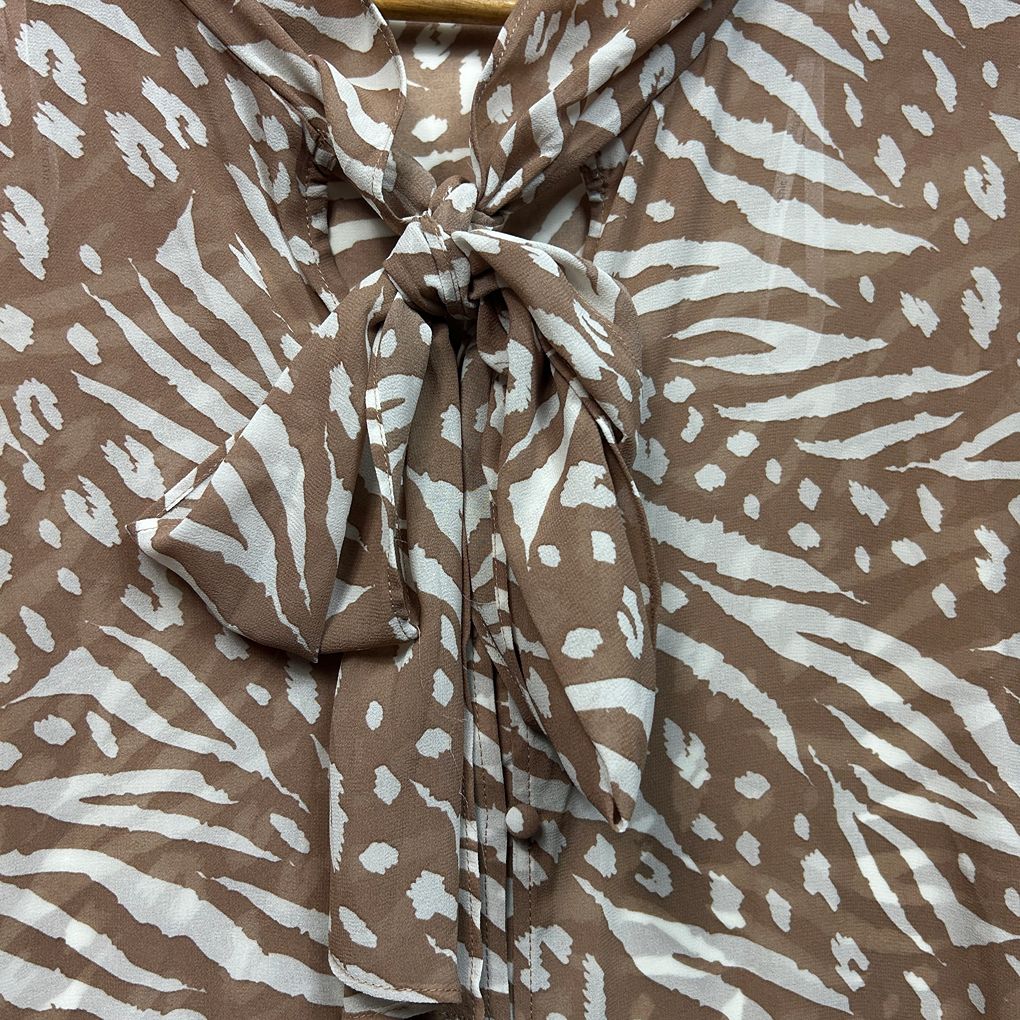 City Chic Tan Animal Print Long Sleeve Top - Size 22