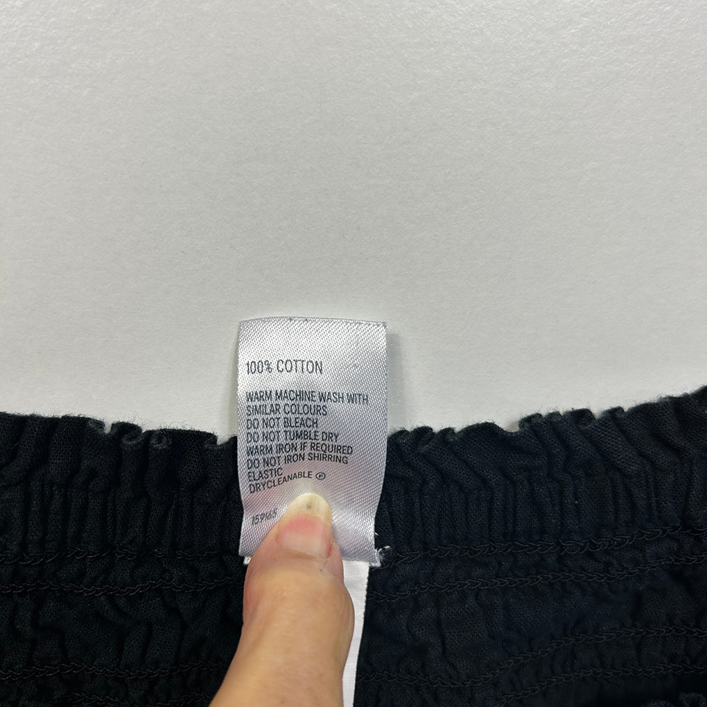 Anko Black Shirred Cotton Top - Size 24