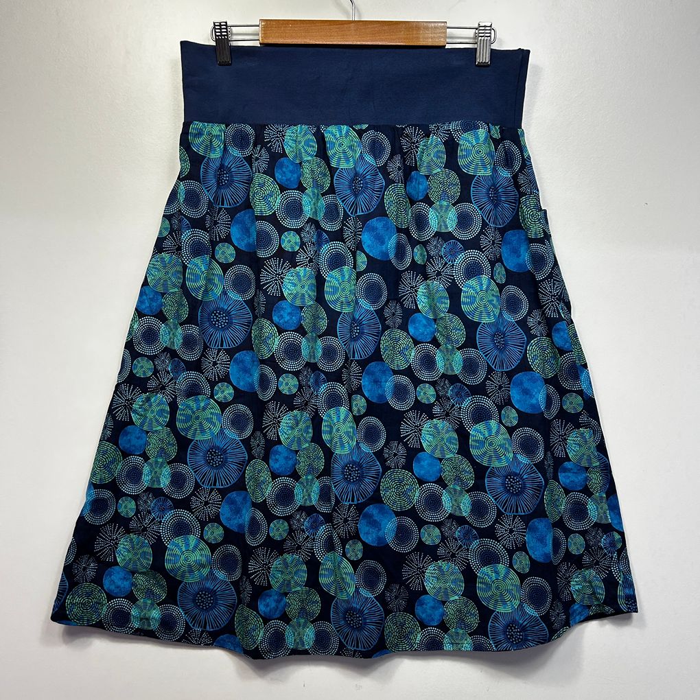 Blue Teal Boho Print Reversible Skirt - Size 14?