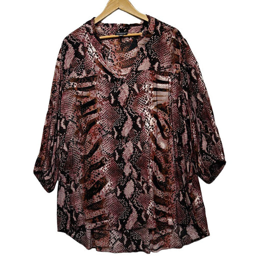 Autograph Snakeskin Print Top - Size 24
