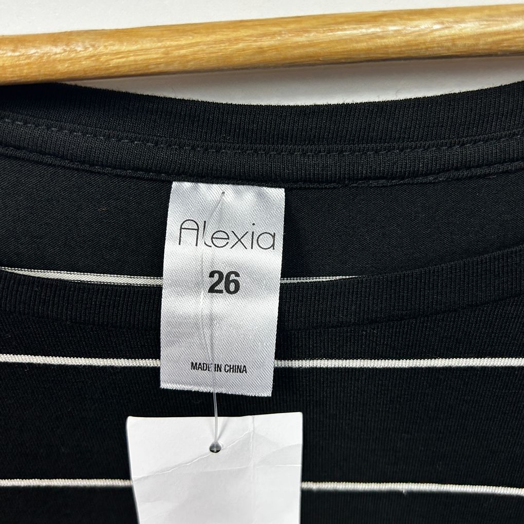 Alexia Black Plus Size Striped Top - Size 26