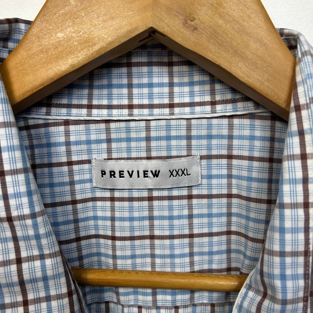 Preview Blue Check Cotton Mens Shirt - Size XXXL