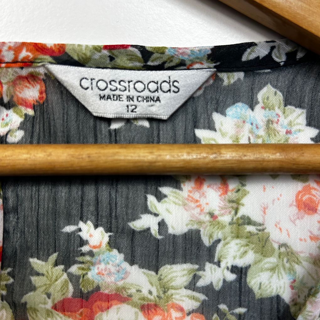 Crossroads Black Floral Sheer Top - Size 12