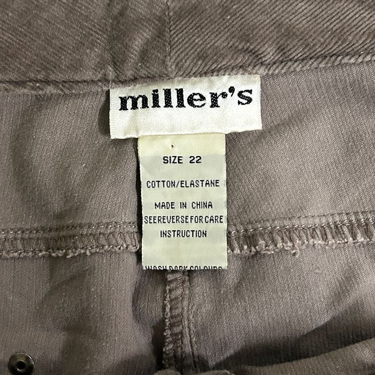 Vintage Millers Chocolate Corduroy Cotton Pants - Size 22