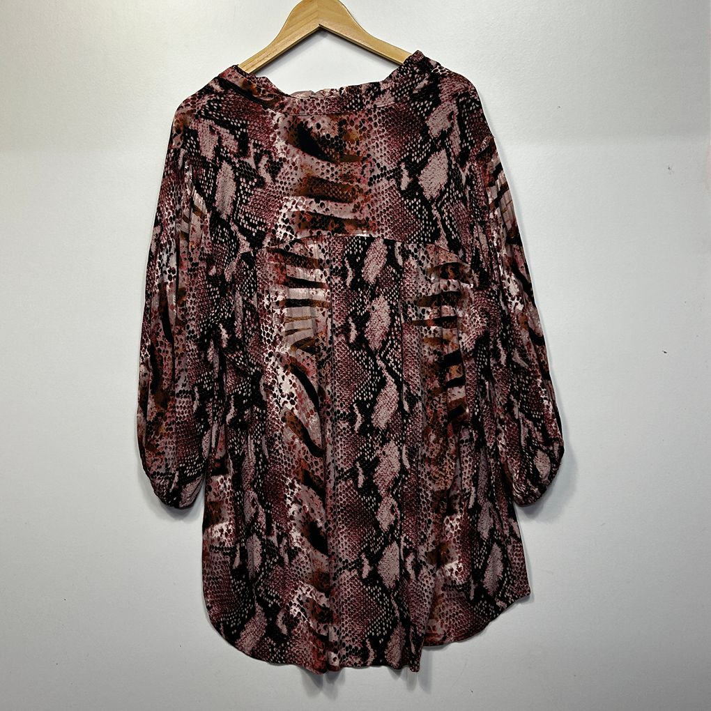 Autograph Pink Snakeskin Print Top - Size 24