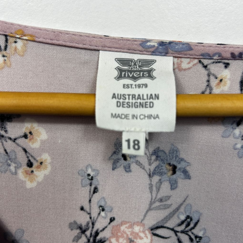 Rivers Mauve Floral Dress - Size 18
