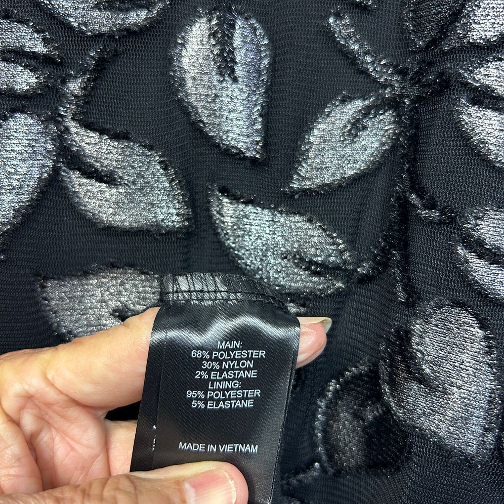 Taking Shape Black & Silver Evening Dress - Size 22