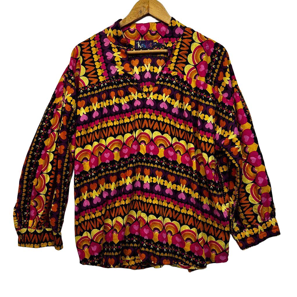 Keshet Multicoloured Print Cotton Shirt - Size L/XL