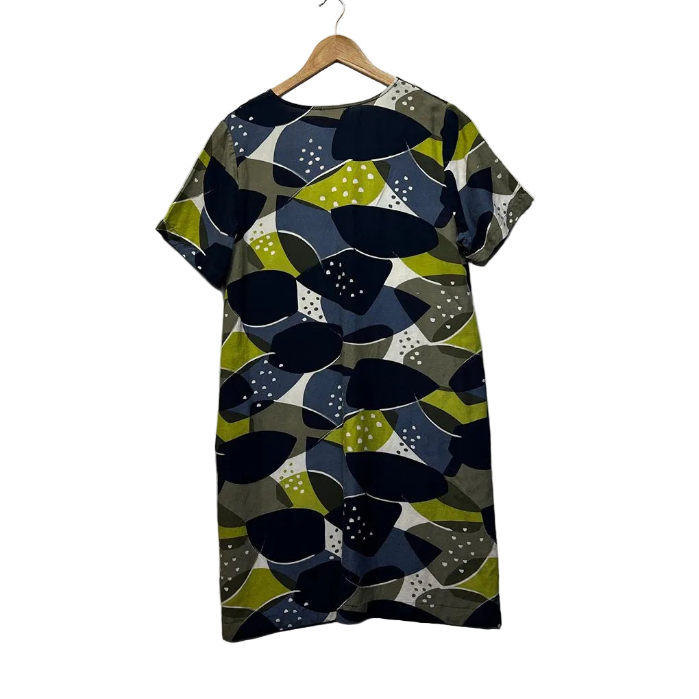 Regatta Green Abstract Print Linen Dress - Size 14