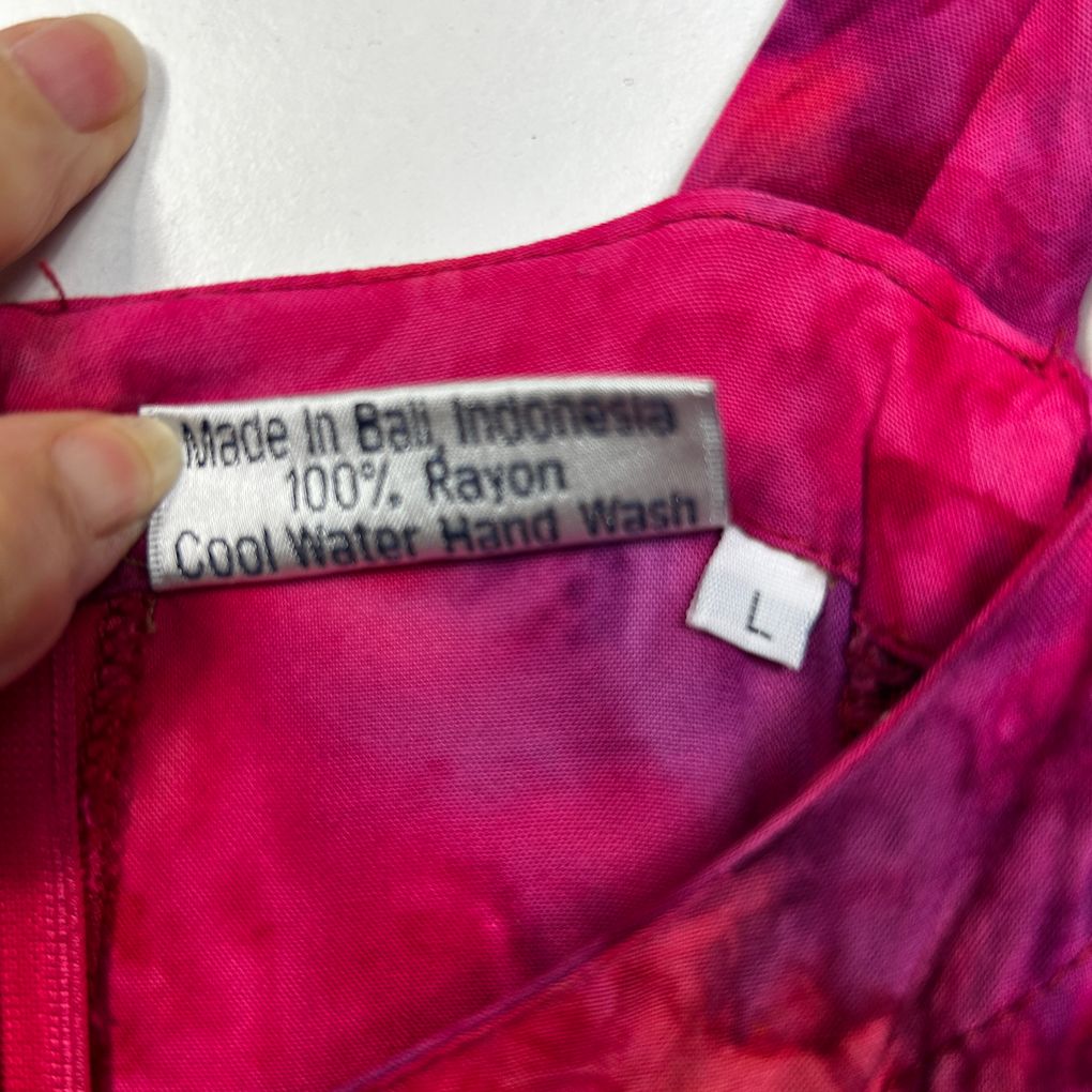 Bali Batiks Red Handprinted Maxi Dress - Size L