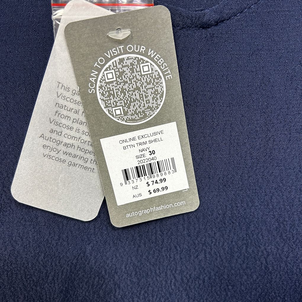 Autograph Navy Button Trim Sleeveless Top - Size 30