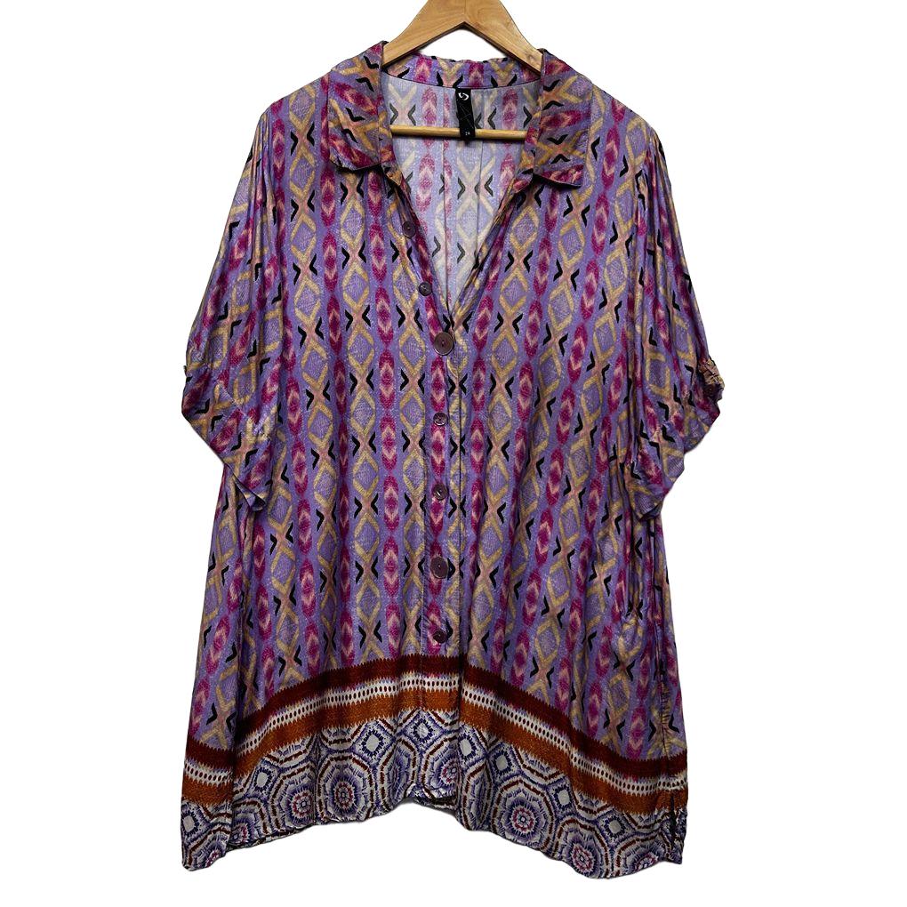 Taking Shape Multicoloured Print Top - Size 24