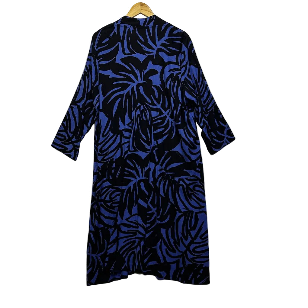 Taking Shape Blue and Black Print Duster Jacket - Size 20