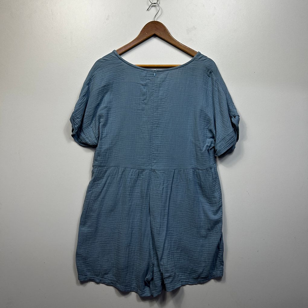 Emery Rose Blue Cotton Playsuit - Size L