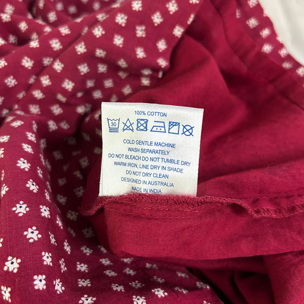 Boom Shankar Burgundy Cotton Skirt - Size 12