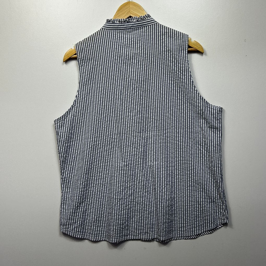 Target Blue and White Striped Cotton Sleeveless Top - Size 18