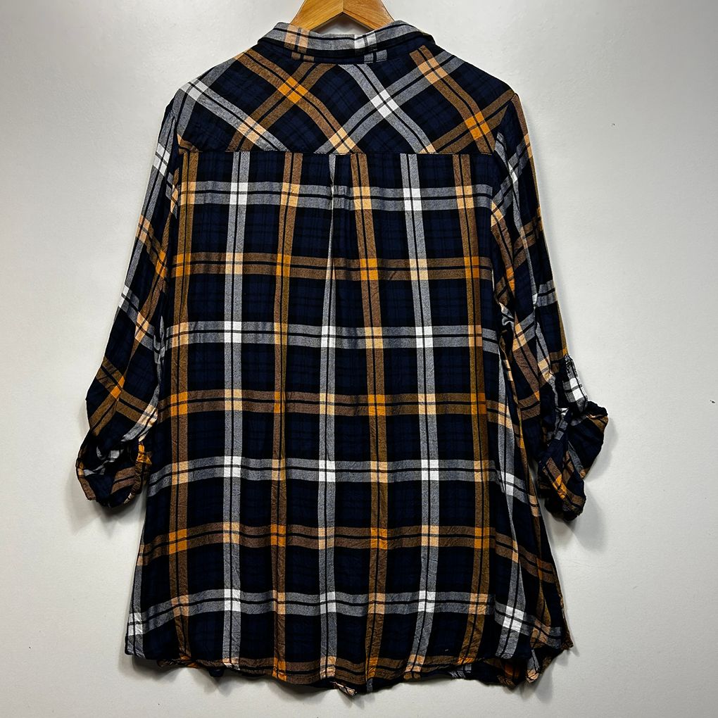 Yours Navy Check Shirt - Size 22-24