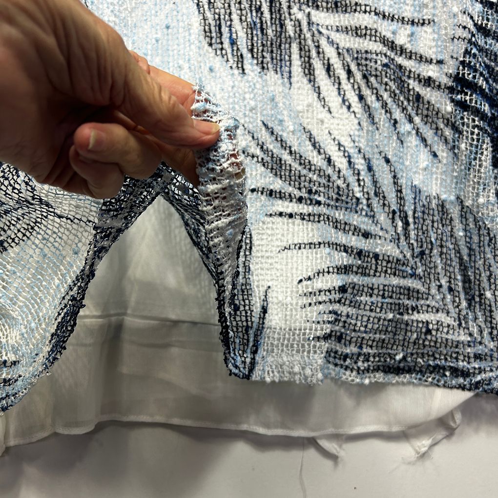 Millers Blue Palm Print Sequins Top - Size 20