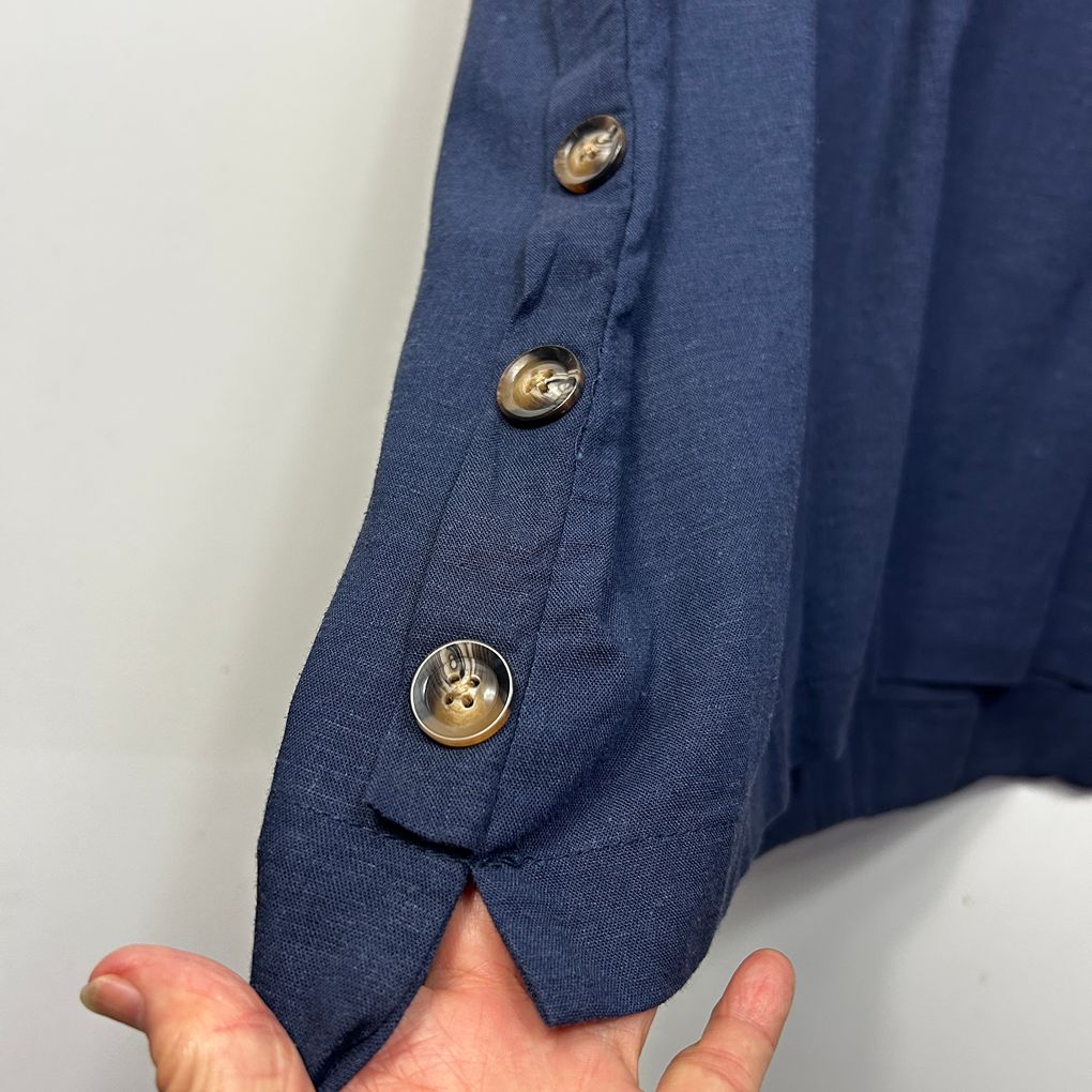 Autograph Navy Linen Top - Size 20