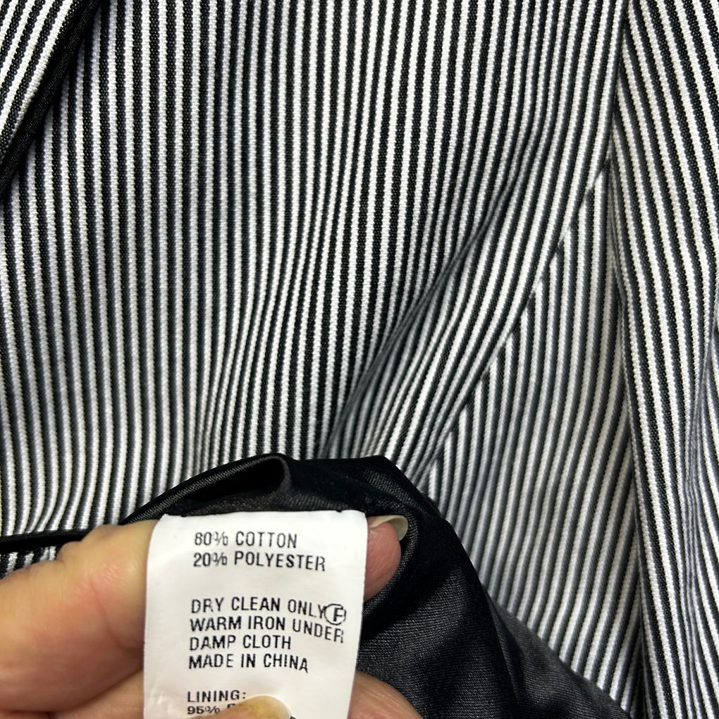 Rivette & Blair Grey Striped Cotton Blazer - Size 18