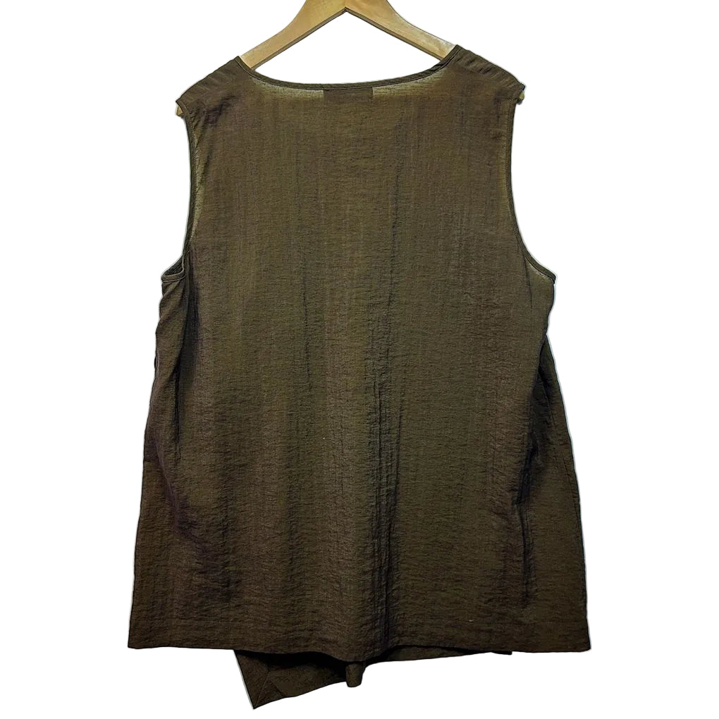 Mirrorswoman Brown Sleeveless Linen Tunic Top - Size 22