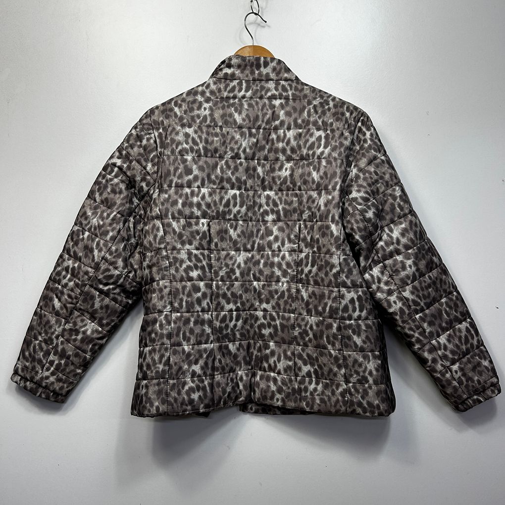 Millers Grey Leopard Print Puffer Jacket - Size 18