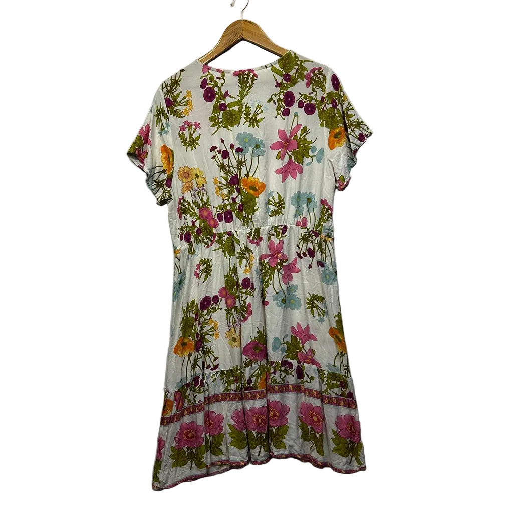 Silver Wishes White Floral Dress - Size 16