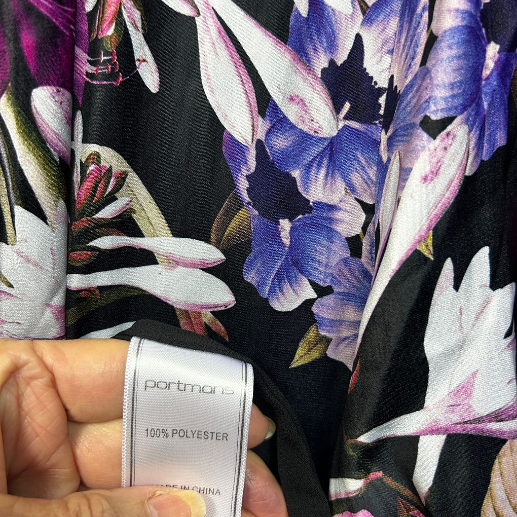 Portmans Curve Black Floral Dress - Size 22