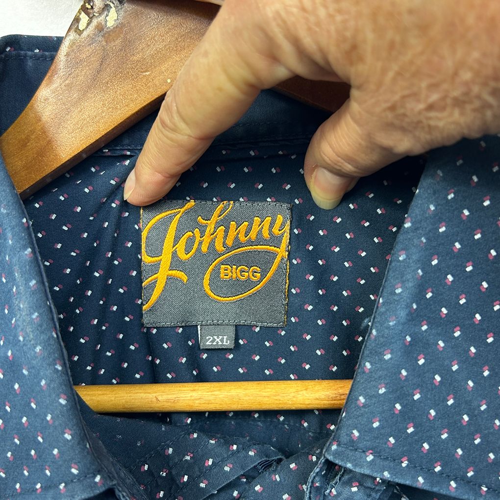 Johnny Bigg Navy Long Sleeve Cotton Mens Shirt - Size 2XL