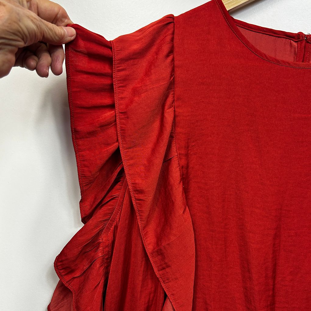 Piper Red Ruffle Top - Size 18