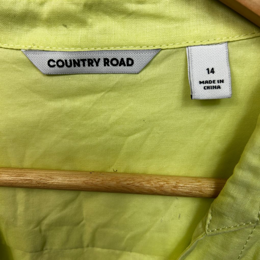 Country Road Lime Linen Shirt - Size 14