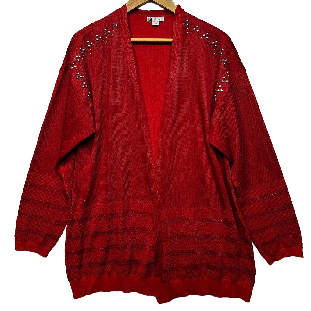 Rockmans Red Knit Cardigan - Size XL