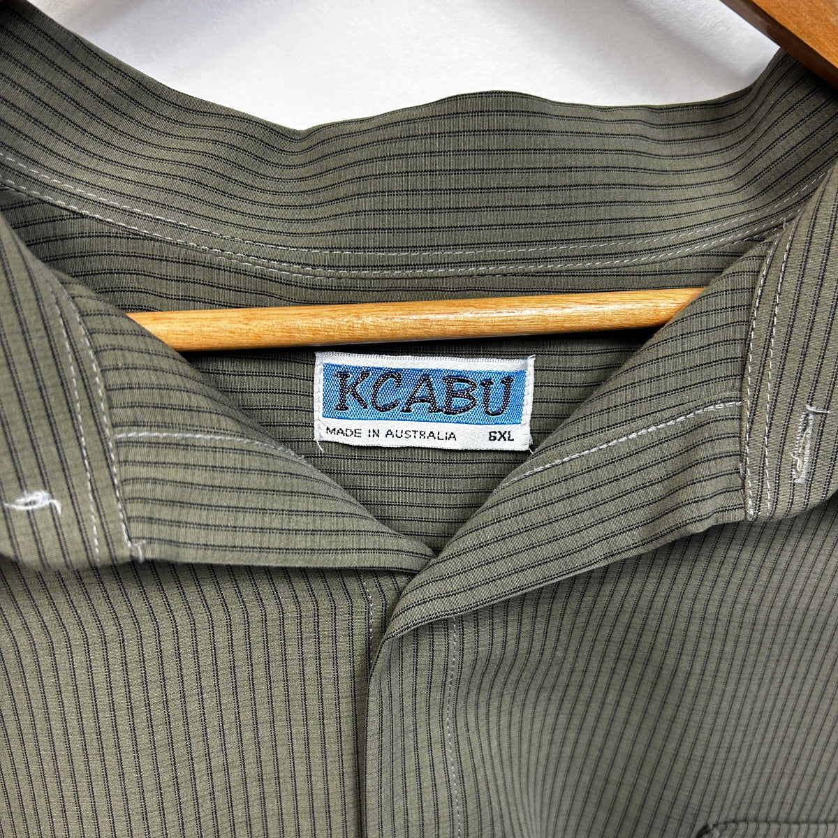 Vintage Striped Made in Australia Khaki Shirt - Size 5XL
